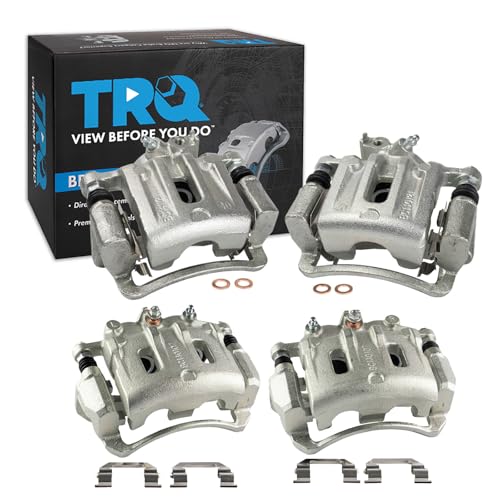 Image of TRQ Front and Rear Brake Caliper Set Zinc Coated Brackets Compatible with 2012-2015 Chevrolet Captiva Sport 2007-2009 Equinox 2007-2009 Pontiac Torrent 2008-2010 Saturn Vue