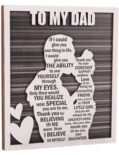 Product Image of the Father’s Day Dad Gifts from Daughter, Dads Birthday Gift from Daughters, Rustic Daddy and Daughter Hug Wood Decor Sign, Papa Valentine’s, Christmas Ideas