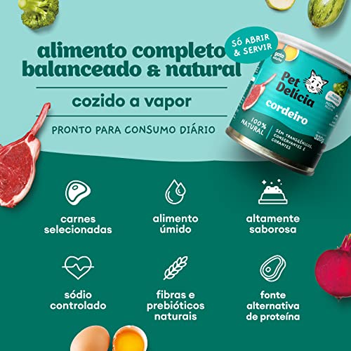 Pet Delícia Ração Úmida Natural Cordeiro 320g para gatos adultos
