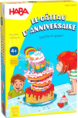 HABA - Le gâteau d’Anniversaire - Jeux de société Enfant - Un Jeu d’adresse et de Souffle - 4 Ans et Plus - 307032