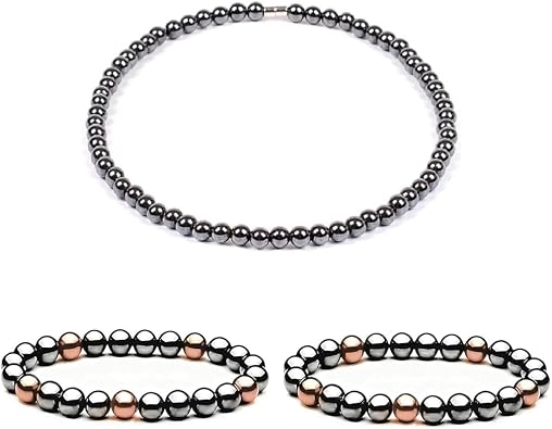 Vertical Axis Set Real Copper Magnetic Anklet & Necklace Duo, High-Potency Static Field Jewelry for Bio-field Repair, Bio-Inductive Grounding Kit for Ionic Balance & Physical Equilibrium