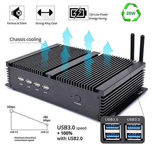 Image of Powerful Mini PC, i5 CPU Office Computer, 4GB RAM, 128GB SSD, 4xCOM RS232, 2xNICs, HD, VGA, Metal Case