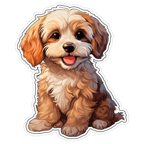 Cavachon Sticker 4 Inch Cavalier Bichon Mix Designer Dog Fluffy Dog - Waterproof Animal Vinyl Decal for Laptop Water Bottle Car Tumbler - Durable Aesthetic Long-Lasting Stickers for Adults ID44990