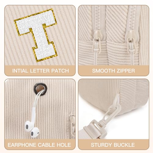 Image of Viverte Small Corduroy Sling Bag Initial Crossbody Bag Fanny Pack for Girls Personalized Birthday Gifts for Teen Girls Gifts