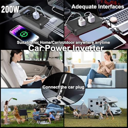 Onduleur de voiture 200W intelligent avec port de charge polyvalent