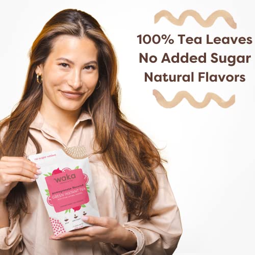 Waka Quality Instant Tea — No Sugar Added & Unsweetened Pomegranate Flavored Green Tea Powder — 100% Tea Leaves — 4.5 Oz Bulk Bag #TOP4