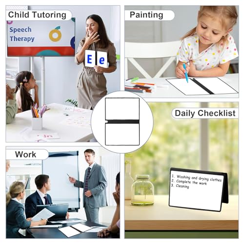 Mini Whiteboard A5, 33.8 x 24 cm, Tragbares Abwischbares Whiteboard mit 2 Tuch, Doppelseitiges Schreiben für Zuhause, Büro, Schule (Schwarz)
