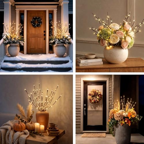 AMARS 3pcs Lighted Artificial LED Branch Lights with Timer Battery Operated Fairy Spirit Decorative Twig Tree Decorations for Home Living Room Vase Christmas (29inch, Auto 6H ON/18H Off, Warm White) by AMARS - Image 3