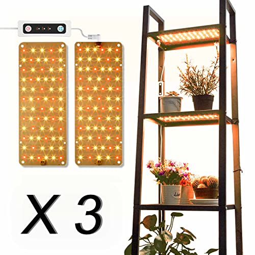 DOMMIA Grow Lights for Indoor Plants, 3 Pack Full Spectrum LED Grow Light with Auto ON & Off Timer, 132 LEDs Sunlike Plant Light for Hydroponics, Succulents & More, Easy to Assemble