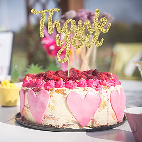 Gyufise 1Pcs Gold Glitter Thank You Cake Topper Thanksgiving Cake Decoration For All That You Do Thanksgiving Day Wedding Party Decoration Supplies #TOP6