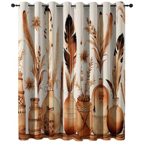 Rideau isolant contre la lumière et le froid style folklorique marron beige - 2