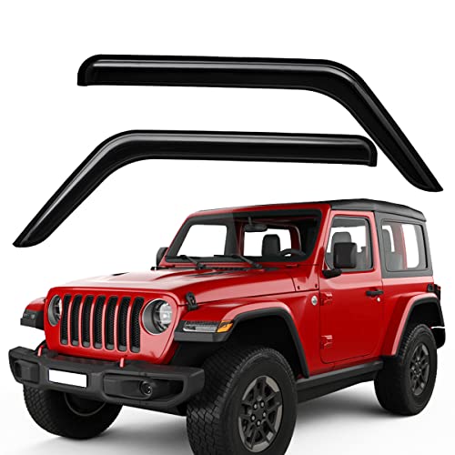 Lightronic Extra Durable Outside-Mount Auto Vent Window Visor, Fits 2018-2025 Jeep Wrangler JL (2-Door), 2020-2025 Jeep Gladiator, UV-Protect Rain Guard, Original Wind Deflector, Dark Smoke, 2-Pcs by Lightronic - Used condition - US$20.65
