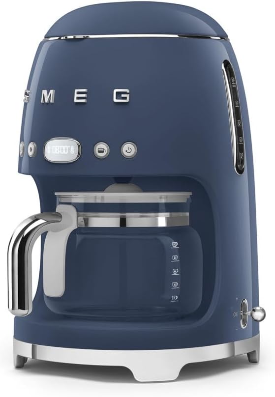 Miniatura 3 de Smeg Cafetera de goteo estética de estilo retro de los años 50 con jarra de vidrio de 10 tazas, función de arranque automático, plato para mantener