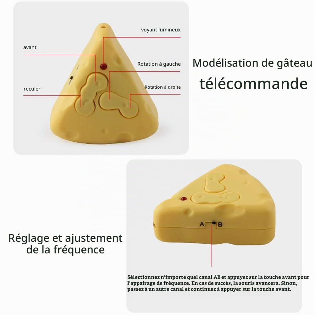 Souris Telecommande pour Chat, Souris en Peluche Electrique avec Télécommande à Fromage, Jeu Chat Jouet De Chat