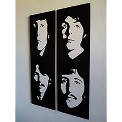 THE BEATLES CADRE COMPOSÉ DE 2 PANNEAUX PEINTS À LA MAIN POP ART EFFECT - Les Beatles, Paul McCartney, John Lennon, RIngo Starr, George Harrison THE BEATLES CADRE COMPOSÉ DE 2 PANNEAUX PEINTS À LA MAIN POP ART EFFECT – Image 3