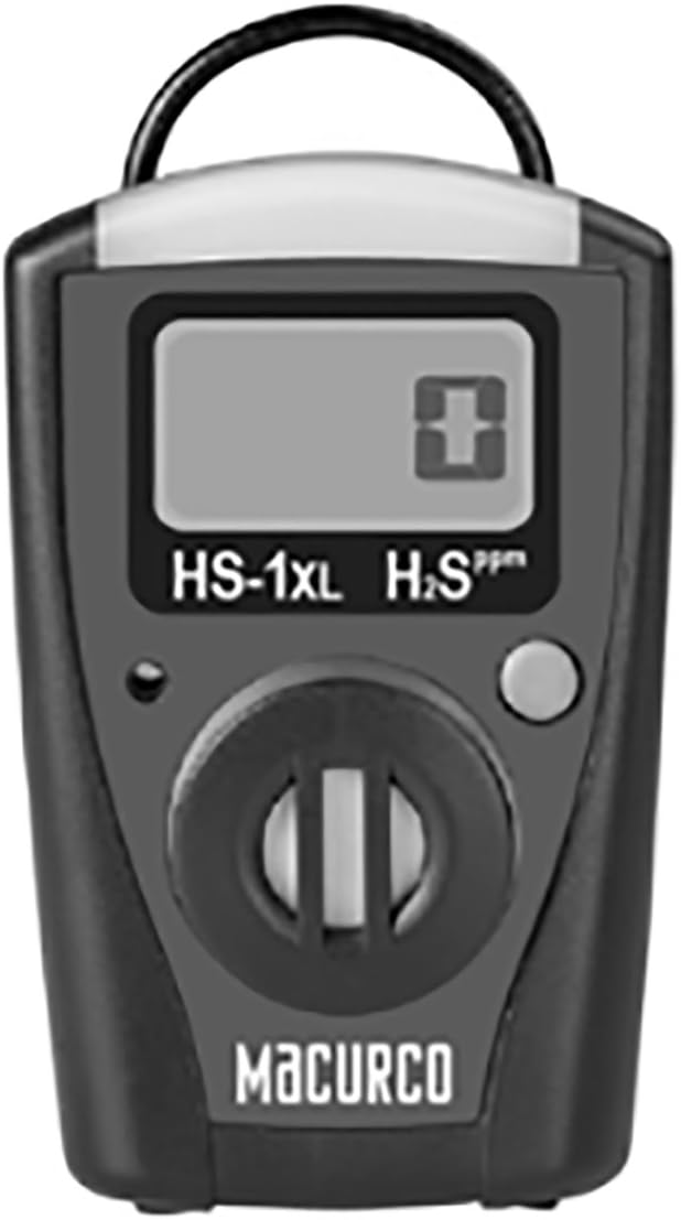 MacurcoHS-1XL Hydrogen Sulfide H2S Single-Gas Monitor with Stel, TWA, Replaceable Battery and Sensor