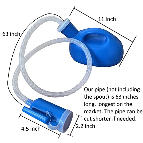 Portable Urinals for Men Spill Proof 2000 ml 68 oz Urine Bottles for Men 63\" Long Tube Urinals for Men Urine Jug Pipe with Lid Pee Bottles for Men for Hospital Incontinence Elderly Travel Car Truckers