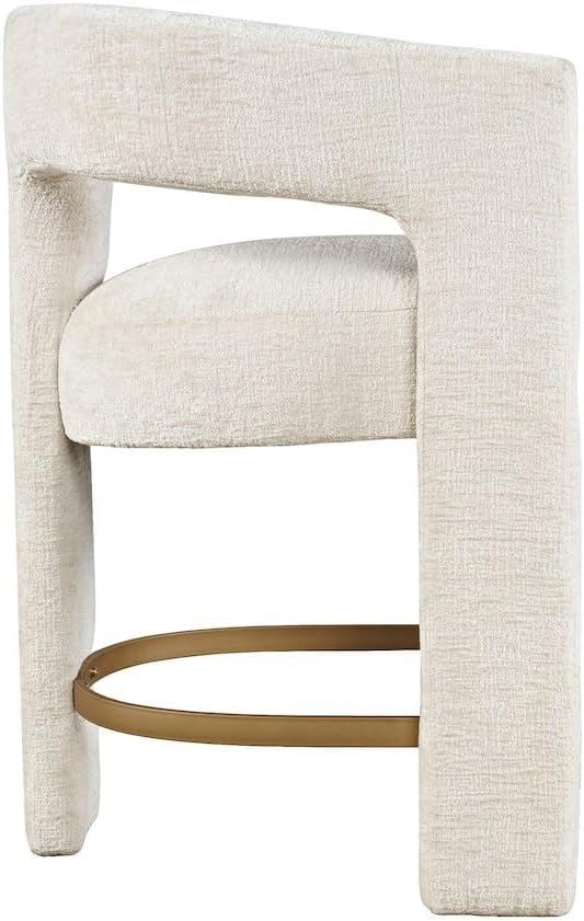 Jofran Gwen Natural Upholstered Counter Stool with Arms – Versatile Barstools – Stylish Seating for Kitchen Dining Room or Home Bar, Natural, Modern Counter Stools, Single Stool