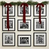 Hungdao 3 Set Christmas Bow Picture Frames Decorations Christmas Pine Branches and Bows Decor for Picture Photo Frames Holiday Xmas Home Wall Decoration (Burgundy)
