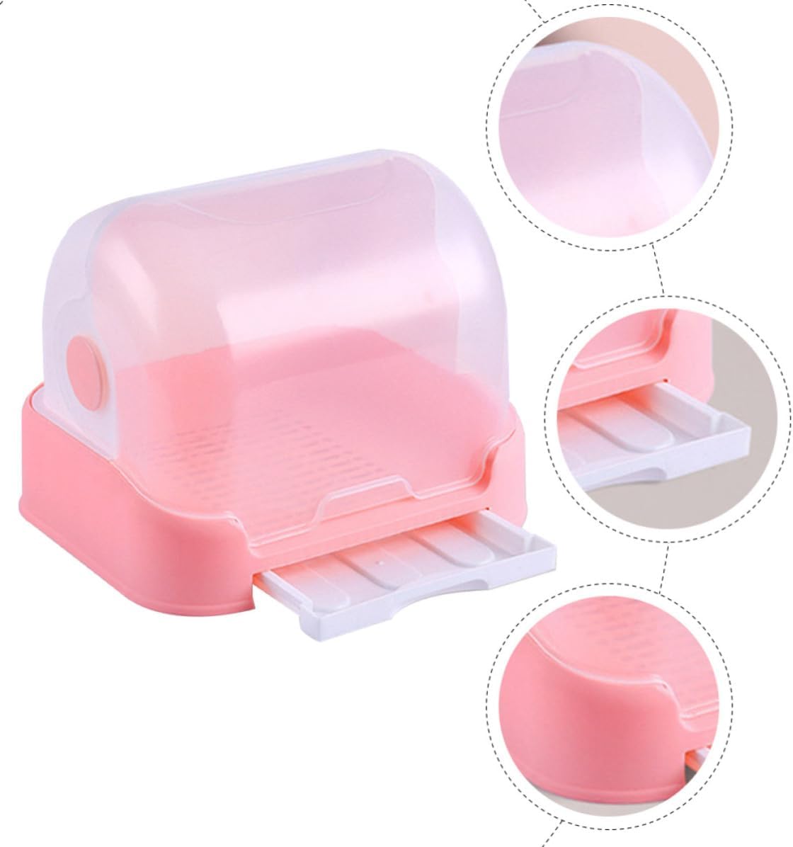 Bottle Drying Rack with Lid and Water Catch Tray, Pink Pp Cup and Tableware Organizer for Kitchen, Neat and Generous Space Saving Storage Solution