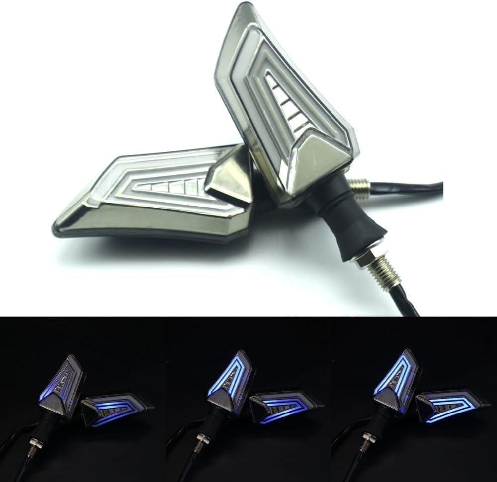 Vagary Imported Waterproof Flexible Running Style Blinker Bright LED Indicators Universal For All Bike Models Motorcycle Turn Signal Lights (Pack of 2, Yellow And Blue)