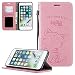 Produktbild iPhone 8 Plus Hülle,iPhone 7 Plus Hülle,ZCXG Weich Slim Madam Frauen Brieftasche Hülle Leder Magnet Ständer Katze Niedlich Kartenhalter Geldbeutel Kreditkartenhüllen Handyhülle iPhone 8 Plus Rosa