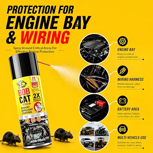 Image of BOB CAT Highly Effective No Entry Rat Repellent Spray for Cars | Rodent Spray | Rodent Repellent for Home | 3X Advance Formula Pack of 1 x 120 ml - FORMULATION 30X