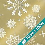 1 Rolle Weihnachts-Geschenkpapier Olive Frost Golden 70cmx100m | Geschenkpapier für Weihnachten