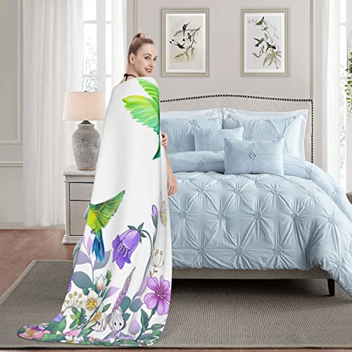 Hummingbird Birds Soft Throw Blanket All Season Microplush Thick Warm Blankets Tufted Fuzzy Flannel Throws Blanket For Bed Sofa Couch 50"X40" #TOP6