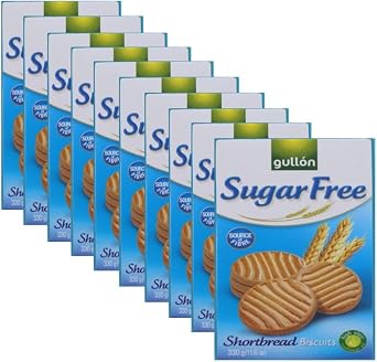 Gullon Sugar Free Shortbread Biscuits 330g, Vegan Diabetic Friendly | High in Fibre | Sugar Free Biscuits For Diabetics | Available for Hamper on Christmas, Mothers & Fathers Day 10 Packs