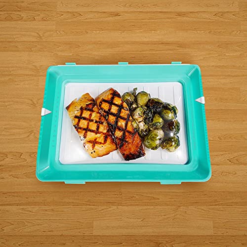 Skinny Stacks 2022 Version 2 Pack - Stacking Food Storage Trays, Stretch Cover, Save Space And Keep Food Fresh, Reusable, Dishwasher & Freezer Safe, Durable, Meal-Prep, Food Storage Containers #TOP3