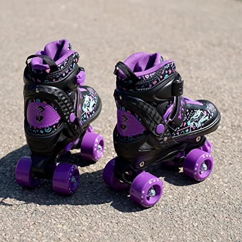 Kids Adjustable Quad Roller Skates, Purple Roller Skates For Girls, 4 Wheel Skates Adjustable Sizes, Purple Colour