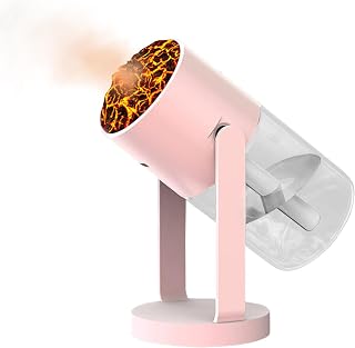 Humidificador de luz colorida, humidificador de sala de estar, humidificador de viaje, humidificador de plantas, 3.07 x 3.07 x 6.61 pulgadas, para sala de estar, viajes, plantas, y rosa