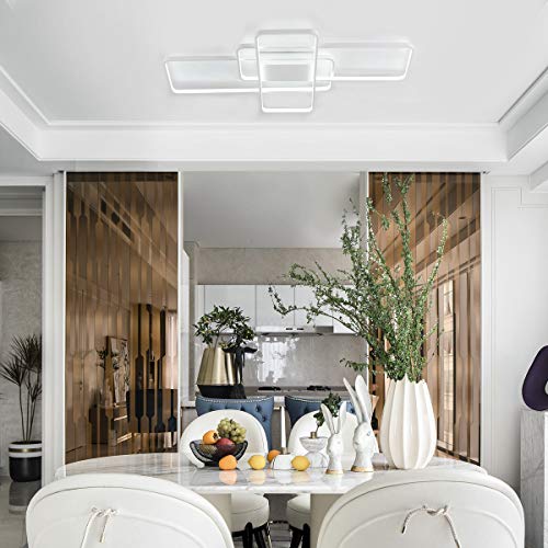 Chying Modern Led Ceiling Light 41'' 60W 3-Square Flush Mount Ceiling Light Contemporary Ceiling Lights Led Chandelier White Led Ceiling Lamps For Dining Living Room Bedroom, 6000K Cool White #TOP3