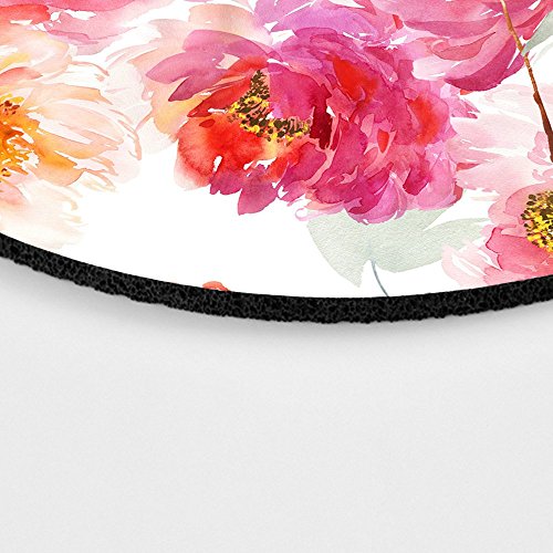 Watercolor Floral Desk Set, Fabric Mouse Pad, Desk Set, Office Set, Coaster Set, Round Mouse Pad, White Flowers, Business Gift #TOP2