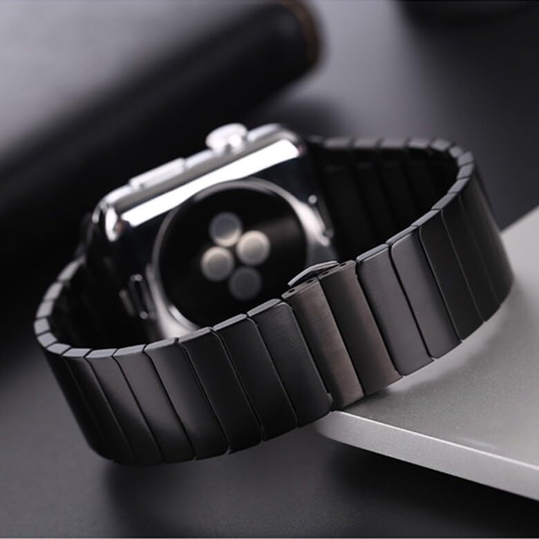 Bracelet luxe métal noir iWatch 41mm boîtier premium de style classique
