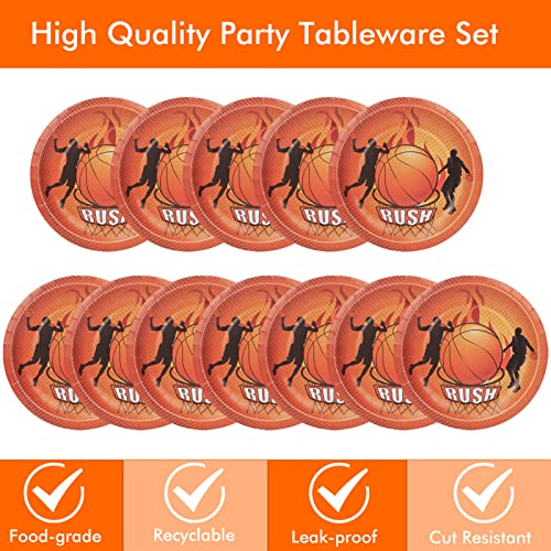 Snimics Basketball Birthday Party Decorations Basketball Plates Basketball Napkins And Basketball Tablecloth Basketball Decorations For Birthday Party-31Pcs (3-Basketball) #TOP3
