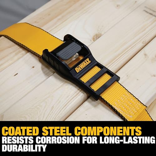 DEWALT DXBC90047 Black/Yellow 2” x 16’ Premium Lashing Straps - 1,000 LBS Safe Working Load / 3,000 LBS Break Strength, 2 Pack by DEWALT - Image 7
