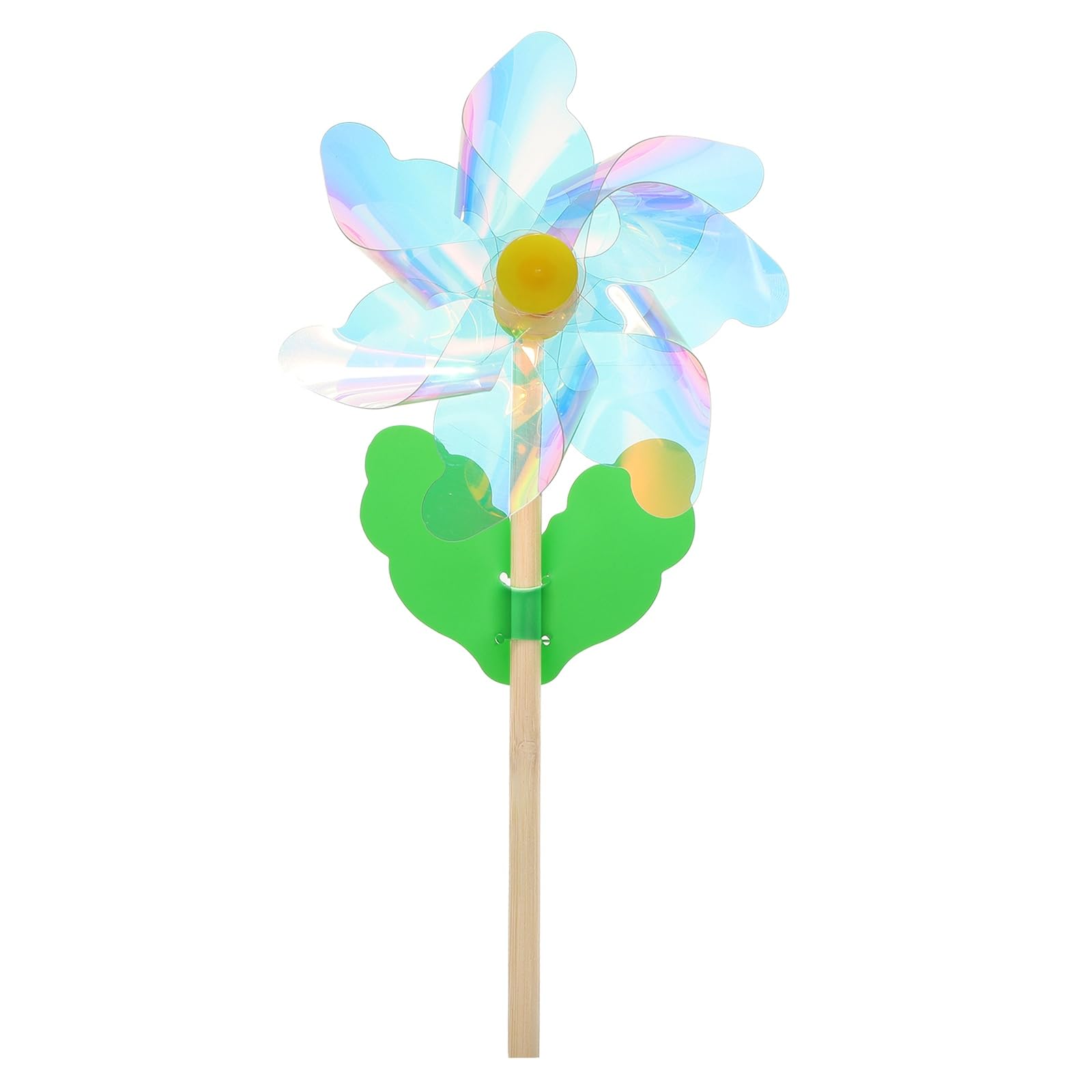 sourcing map Pinwheels 7.1" Wind Spinner Reflective Pinwheels 7 Leaves Wooden Windmill with Wooden Sticks for Garden Yard Patio Lawn Outdoor Party Favors Gifts, Colorful