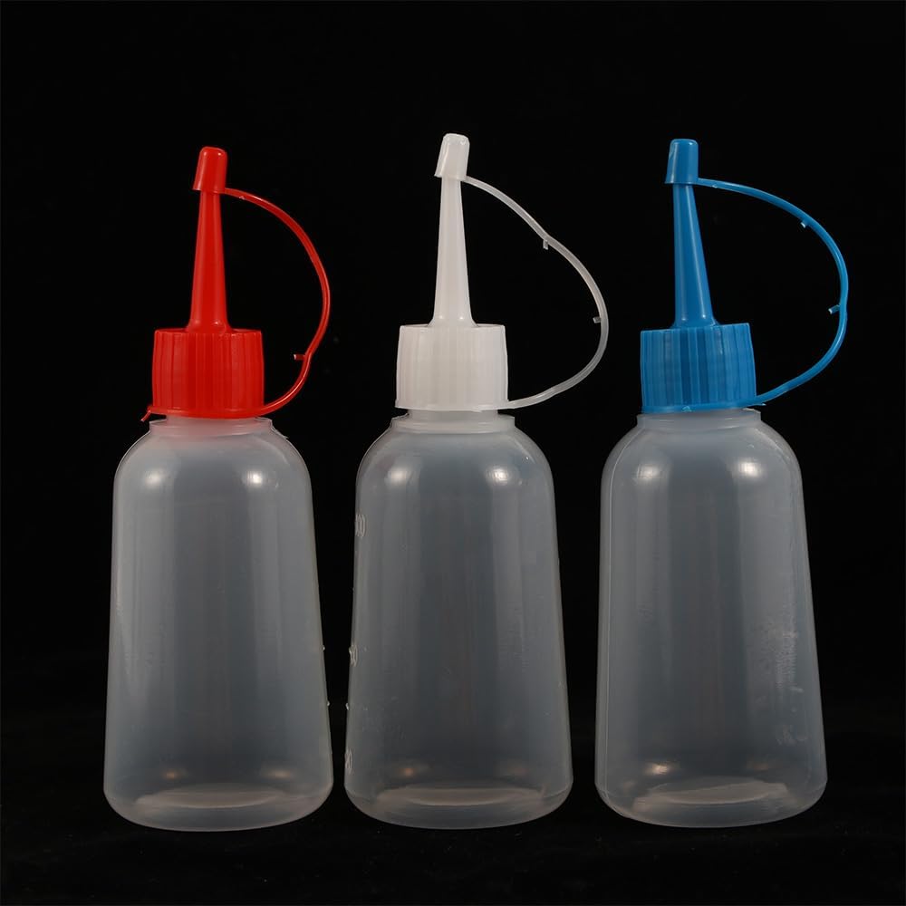 Leadigol 3Pcs 100ml Plastic Clear Tip Applicator Bottle, Twist Top Applicator Bottles With Tip Cap, Multi Purpose Refillable Empty Plastic Bottles