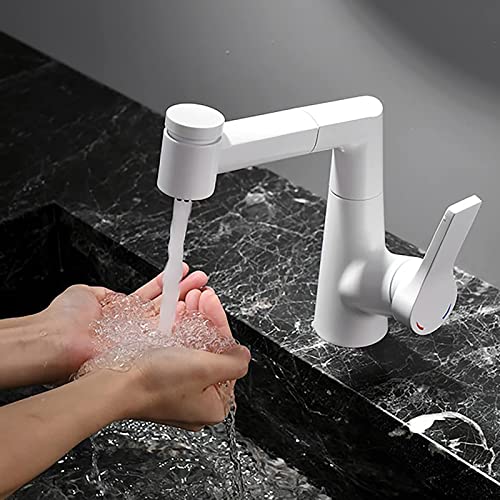 Robinet de lavabo avec pulvérisateur extractible et mitigeur rotatif en laiton de salle de bain - 3