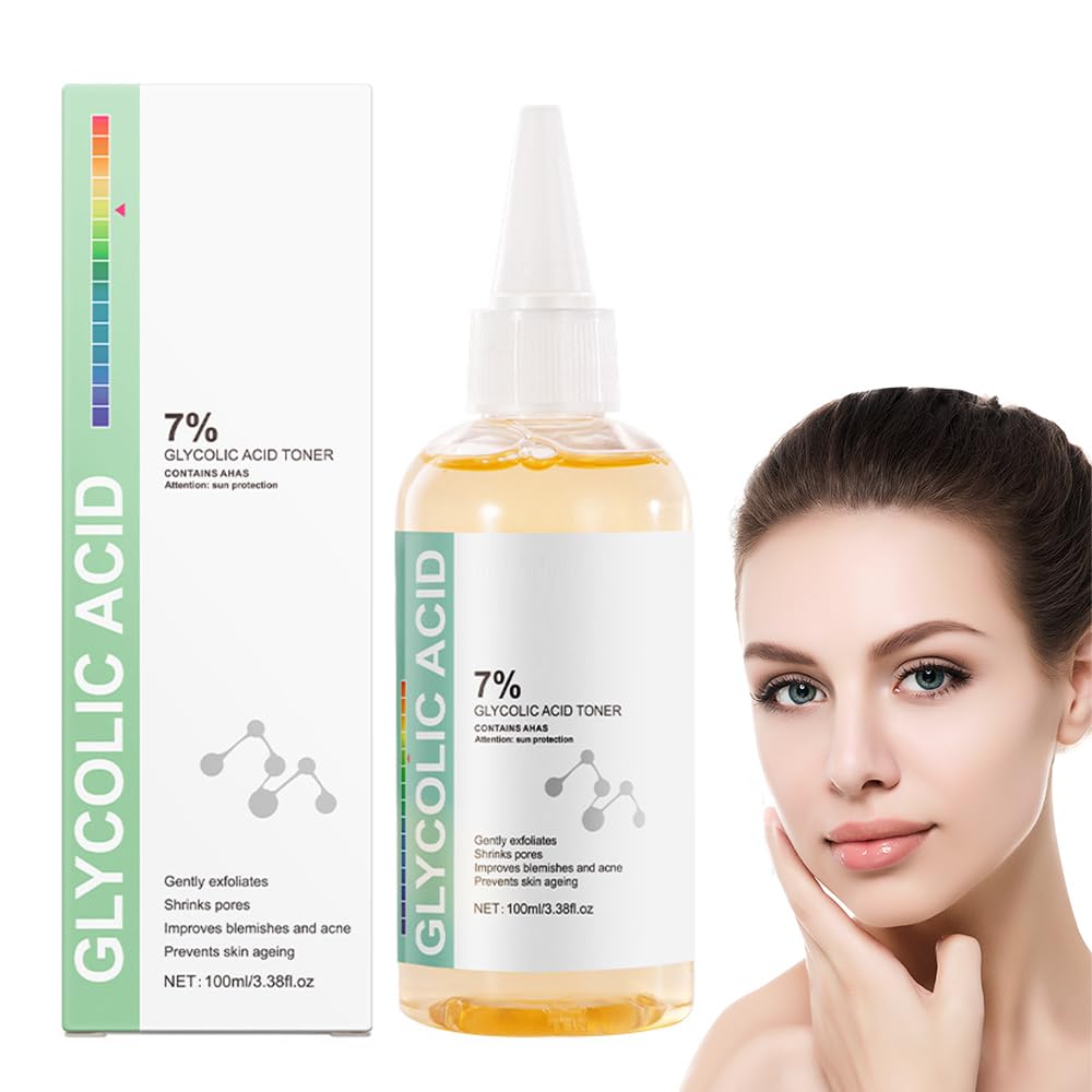 Glycolic Acid 7% Toning Resurfacing Solution,Acido Glicólico 7% Tóner,Solución Tonificante Ácido Glicólico,Tónico Facial Ácido Glicólico,Hidratante,Reuce los Poros,Exfoliación,100ML
