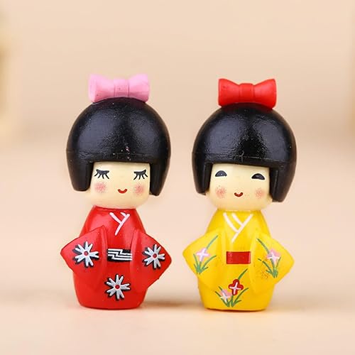 Miniatura 5 de Toyvian 6 piezas de muñecas japonesas en miniatura, mini kimono para decoración de muñeca, adorno de escritorio para el hogar, restaurante,