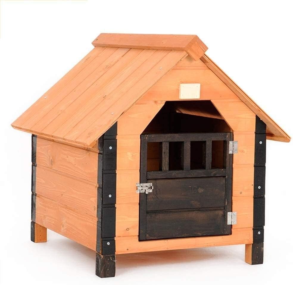 Wooden Doghouse Weather Waterproof Dog Kennel Indoor Outdoor Doghouse Outdoor Rainproof Wooden House Indoor Pet Law Fighting House Wooden Dog House Outdoor (67x59x65cm)