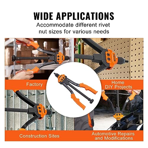 VEVOR Rivet Nut Tool, 14 in Rivnut Tool Kit with 7 PCS Metric and SAE Mandrels, 70 PCS Assorted Rivet Nuts, 10-24, 1/4-20, M6, 5/16-18, M8, 3/8-16, M10, with Rugged Carrying Case, for DIY, Repairs by VEVOR - Image 5