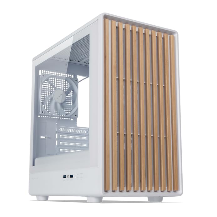 Tecware Timber M TG Case (4 x 12cm fans included USB 3 x2) Black & White (White)