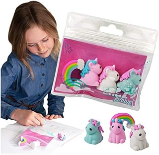 Deluxebase Erazer Buddies - Unicorn from Unicorn Rubber Erasers and Novelty Stationery for Girls and Boys. Colourful pencil eraser set, great for office and school supplies
