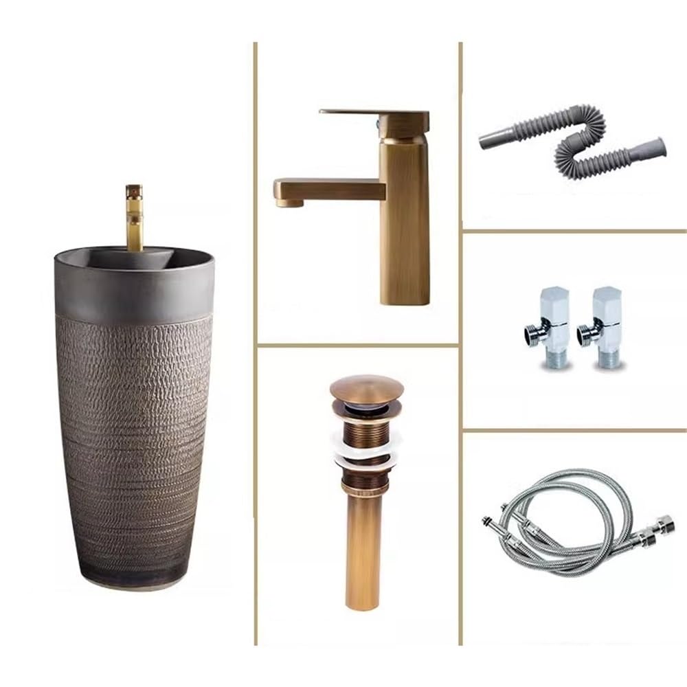 lavabo del baño Fregadero de pedestal una pieza con grifo y lavabo desagüe