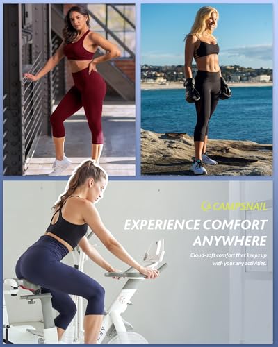 CAMPSNAIL 4 Pack Capri Leggings for Women - High Waisted Capris Tummy Control Yoga Pants with Pockets Workout Cycling Tights4