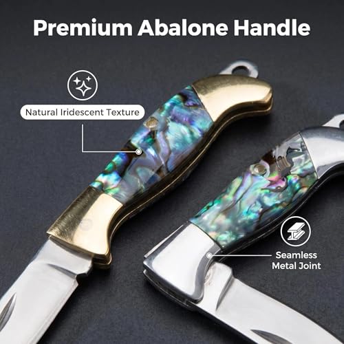 LGASISN Mini Folding Pocket Knife, Keychain Tiny Pocket Knife with Shell Pattern Handle, Portable Miniature Knife, Stylish Small Pocket Knives for Daily Use & Gift Giving - White — view 3